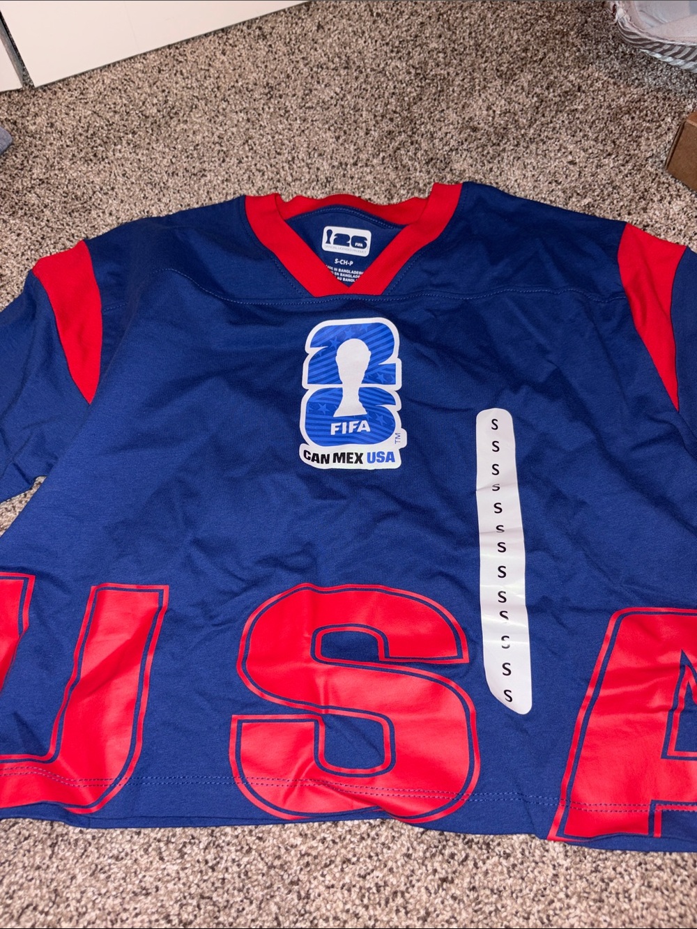 FIFA USA Blue &  Red Cropped Jersey Top